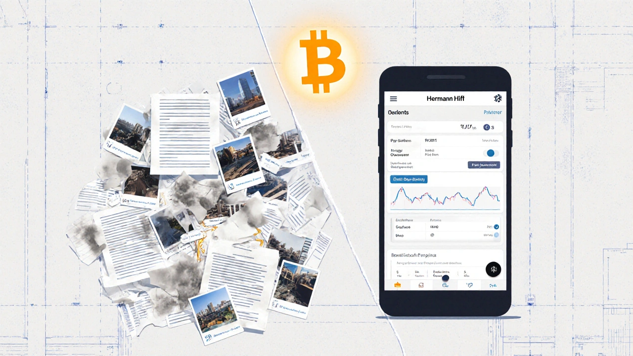 Comparison of disorganized paper documents versus a digital defect log with timestamps and measurements.