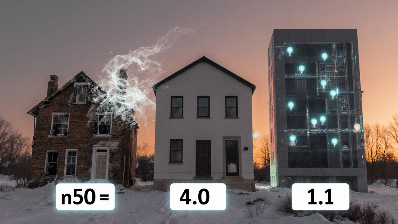 Entwicklung der Luftdichtheit: von undichten Häusern bis zu modernen, dichten Gebäuden.