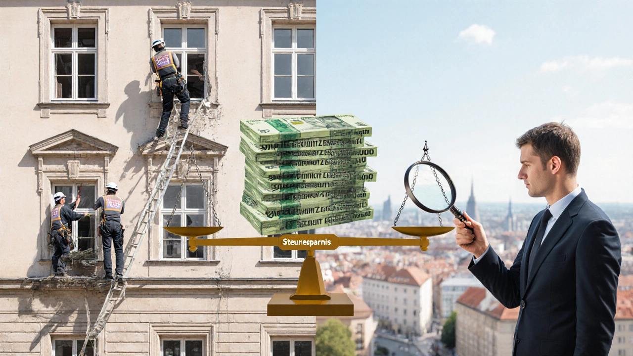 Vergleich: Modernisierung eines Denkmals vs. Denkmalschutz-Prüfung mit Kosten- und Steuereffekten.