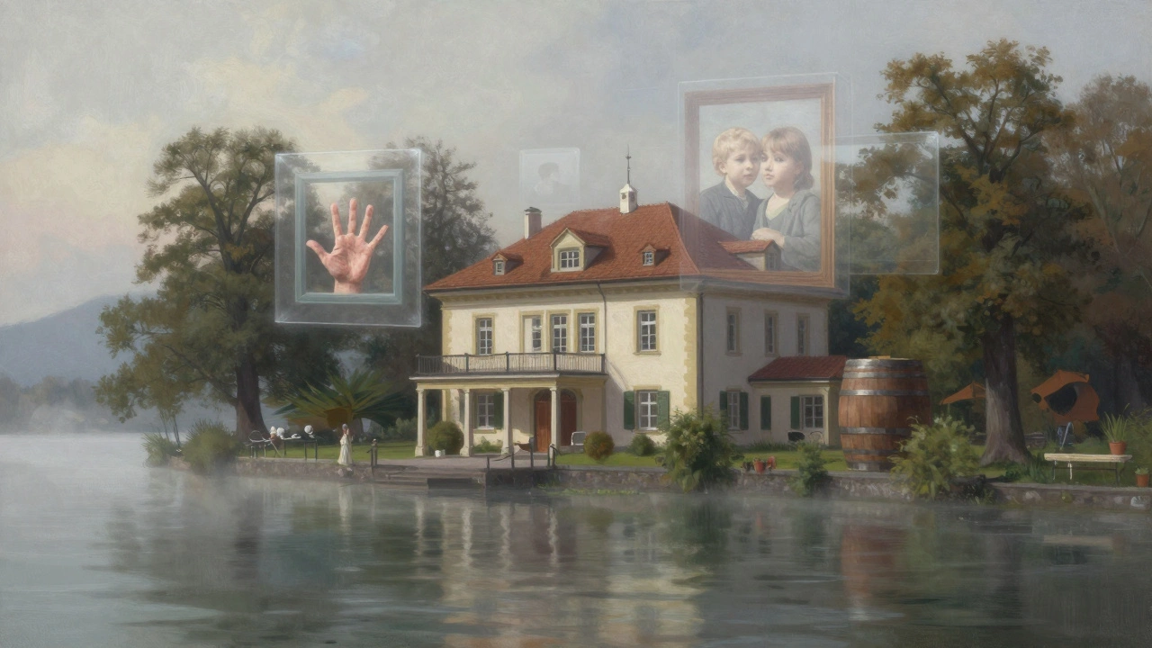 Exklusives Anwesen am Starnberger See ohne Nachbarn, mit emotionalen Symbolen.