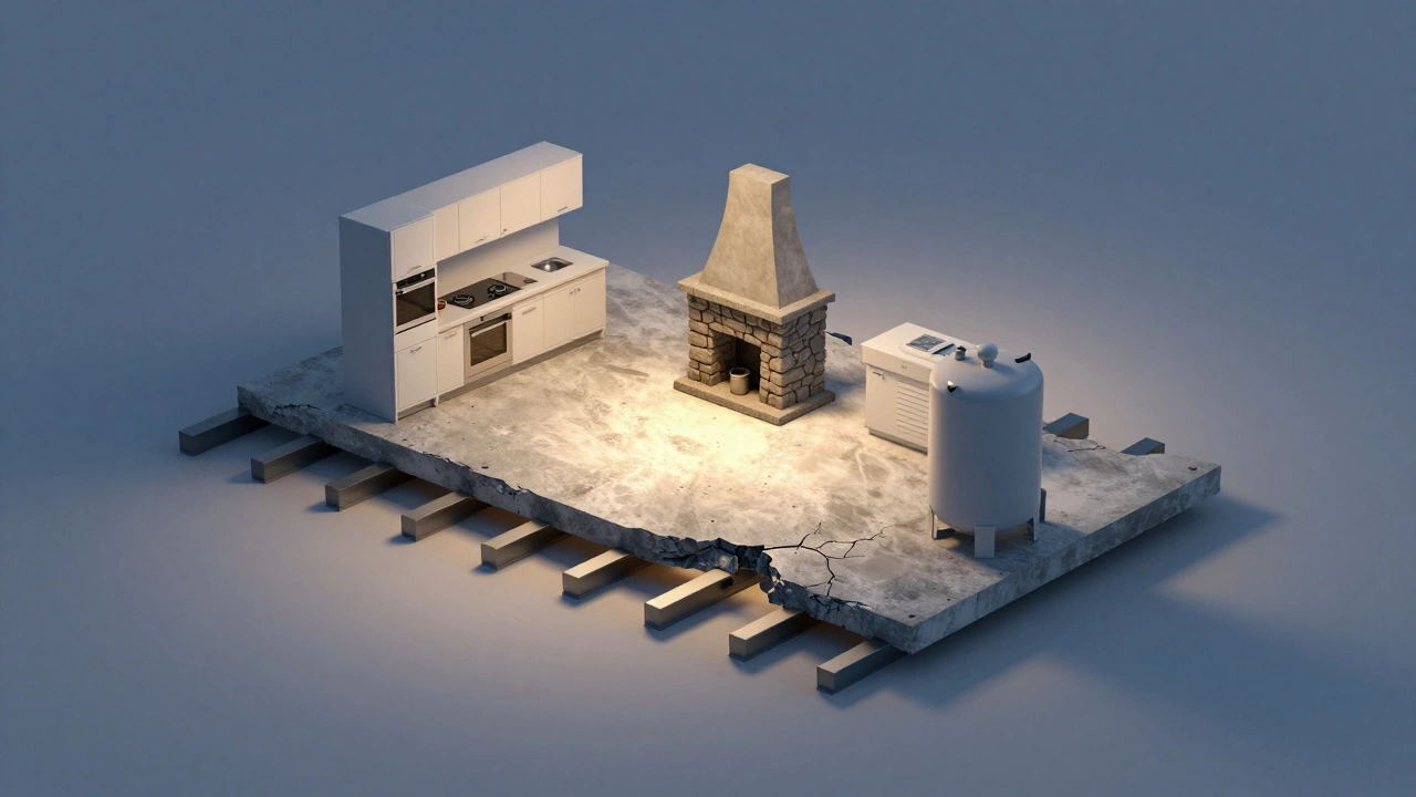 Lastverteilung auf eine schwache Kellerdecke mit darunter installierten Stahlträgern als Verstärkung.