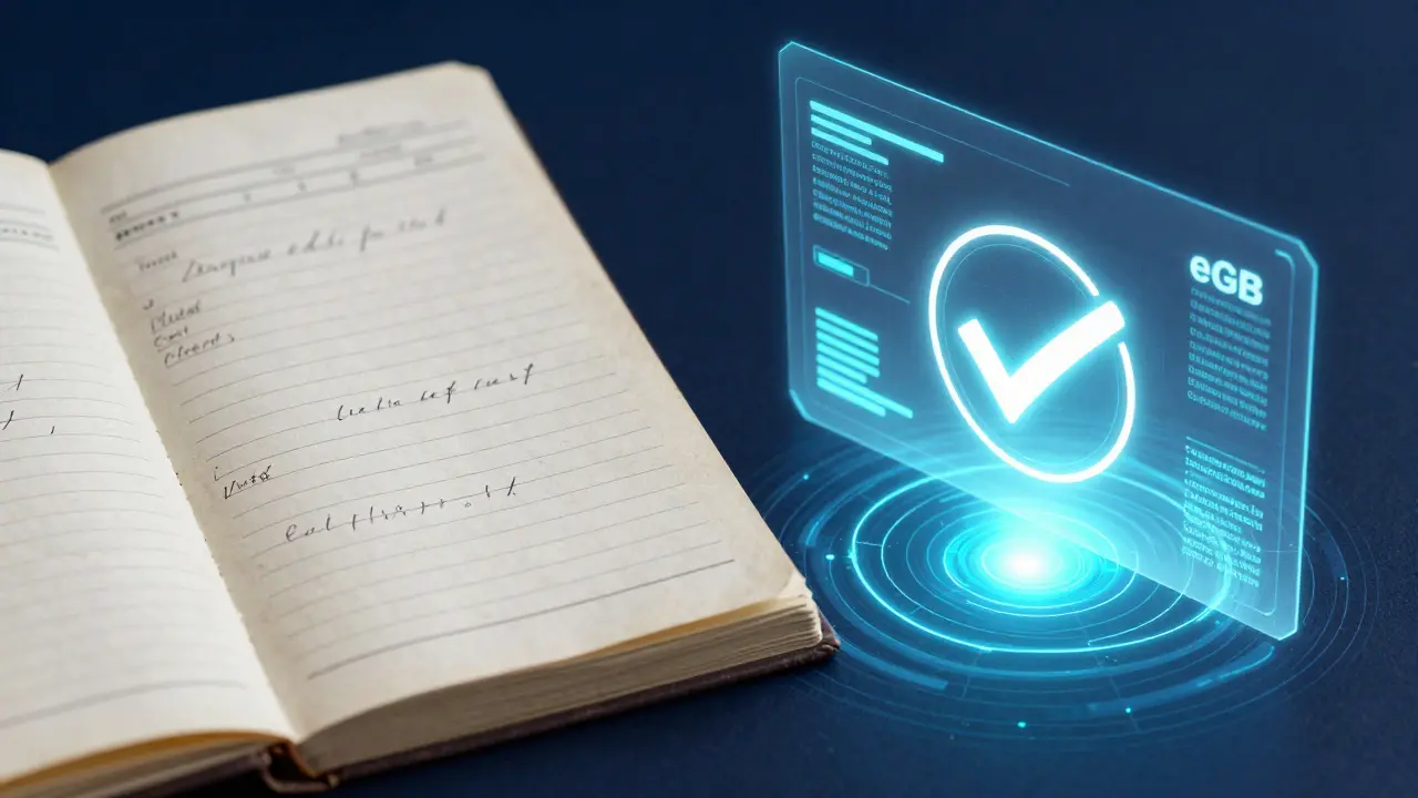 Symbolbild für den Übergang vom Papier-Grundbuch zum elektronischen Grundbuch