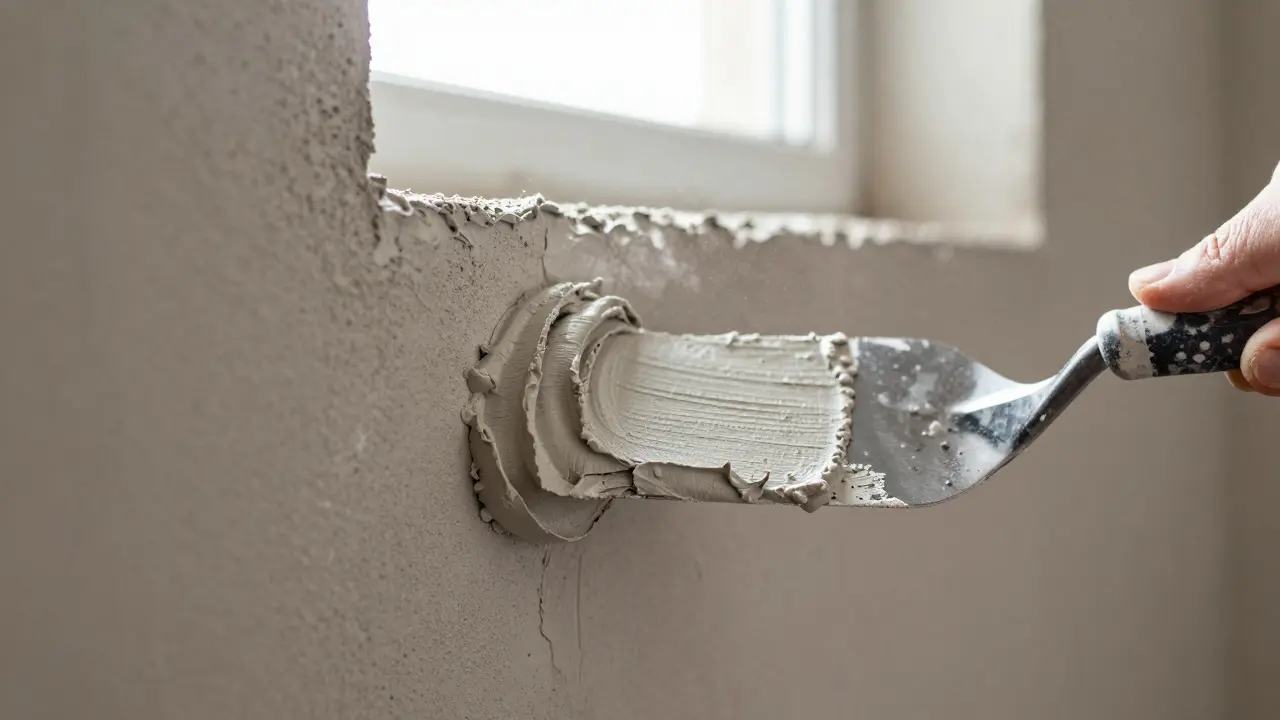 Anbringen von diffusionsoffenem Sanierputz auf einer trockenen Wand
