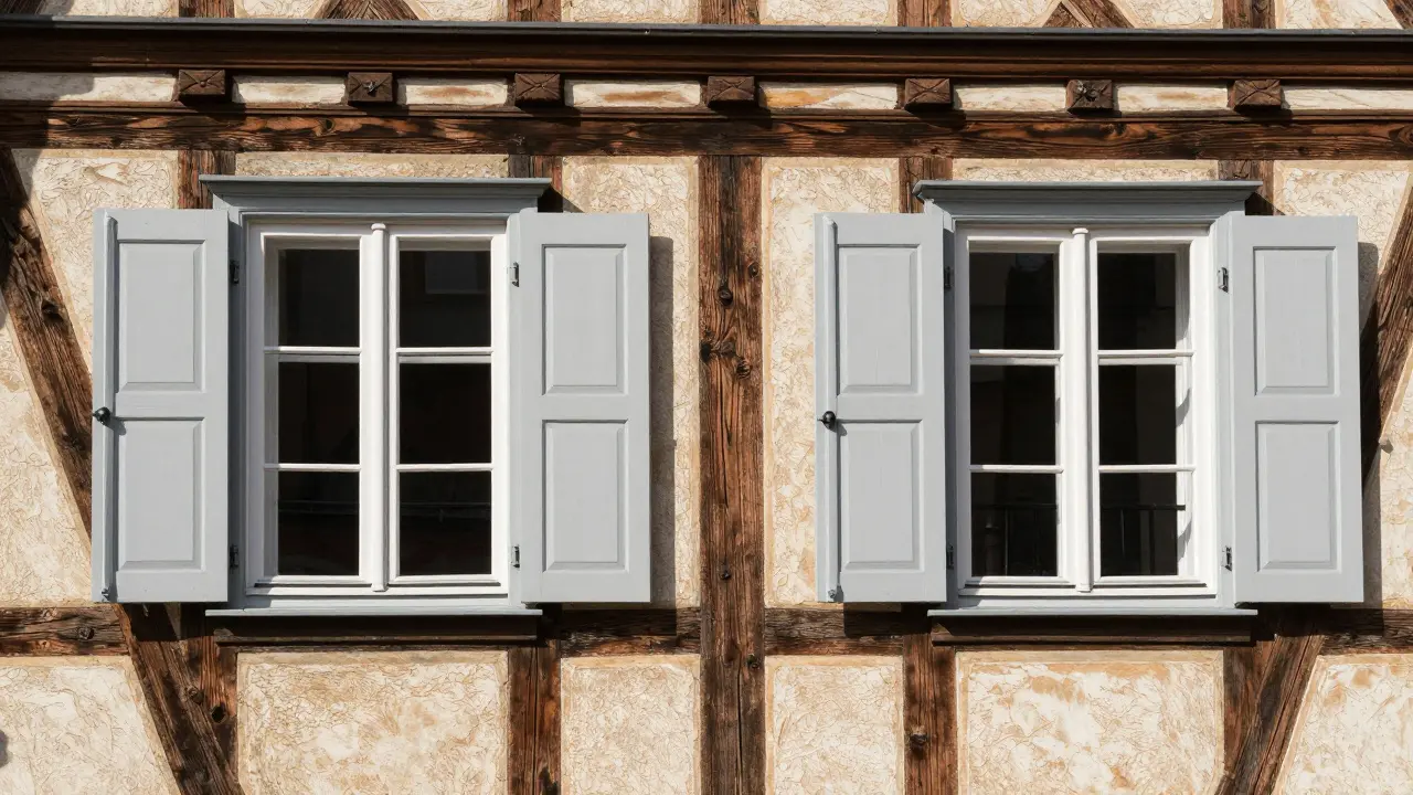 Classic casement windows on a traditional timber-framed house facade.