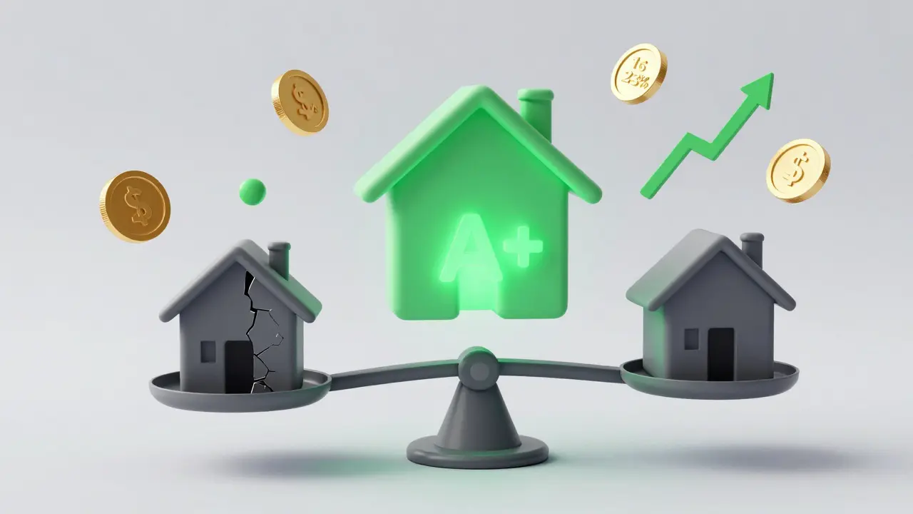 Grafik: Höherer Immobilienwert durch Energieeffizienzklasse A+