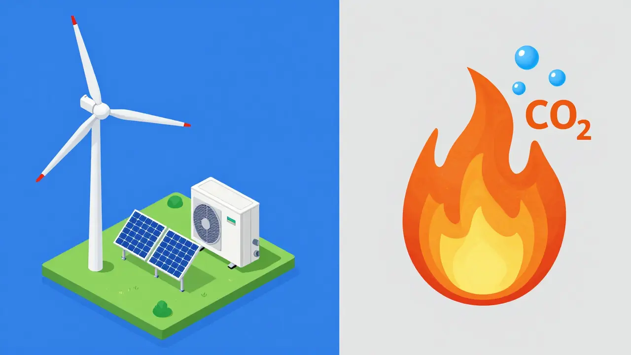 Vergleich erneuerbarer Energien und Gasheizung mit steigenden Kosten
