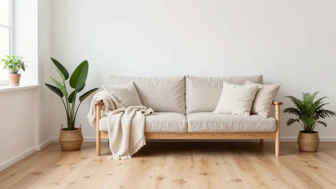 Gemütliches skandinavisches Interieur mit Holz
