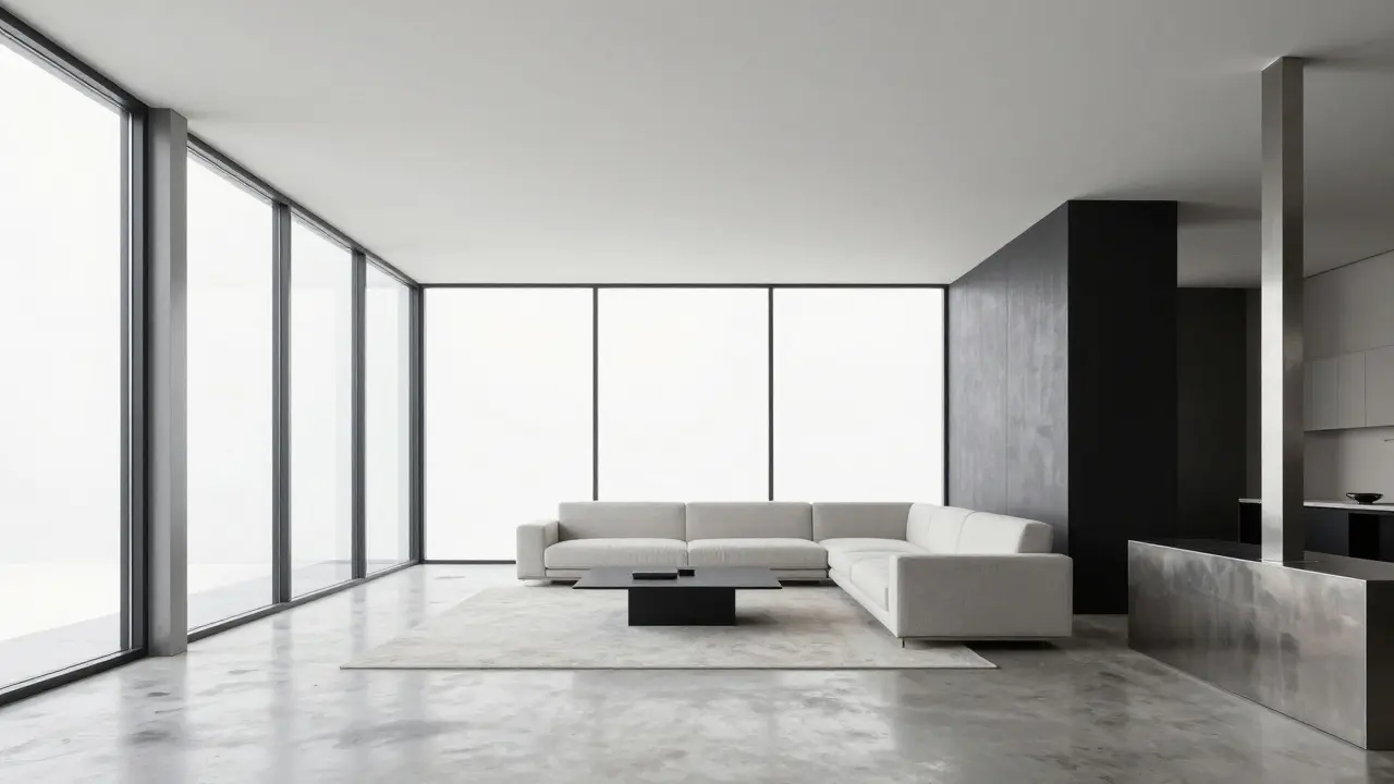 Minimalistisches modernes Wohnzimmer mit Glas