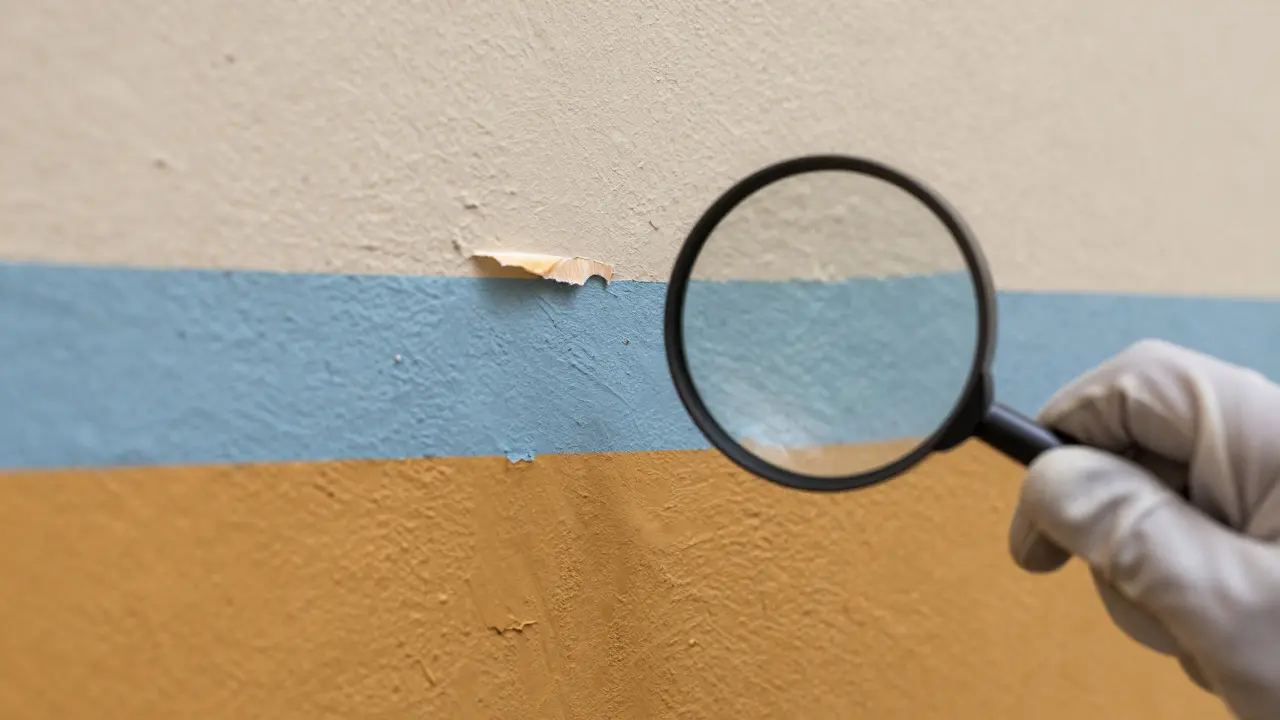 Farbschichten einer alten Wand unter der Lupe analysiert