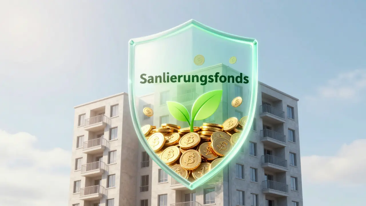 Gebäude geschützt durch Schild aus Münzen und Energie-Symbolen