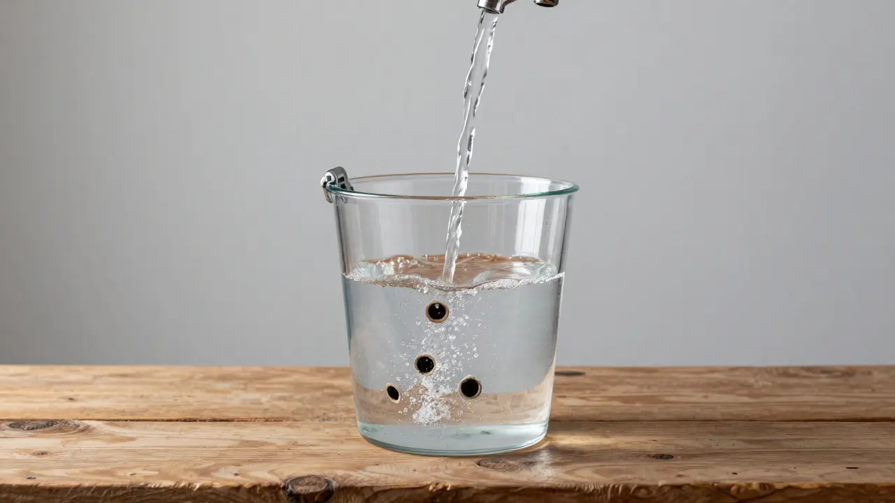 Glas-Eimer-Analogie für Wärmeverluste eines Hauses