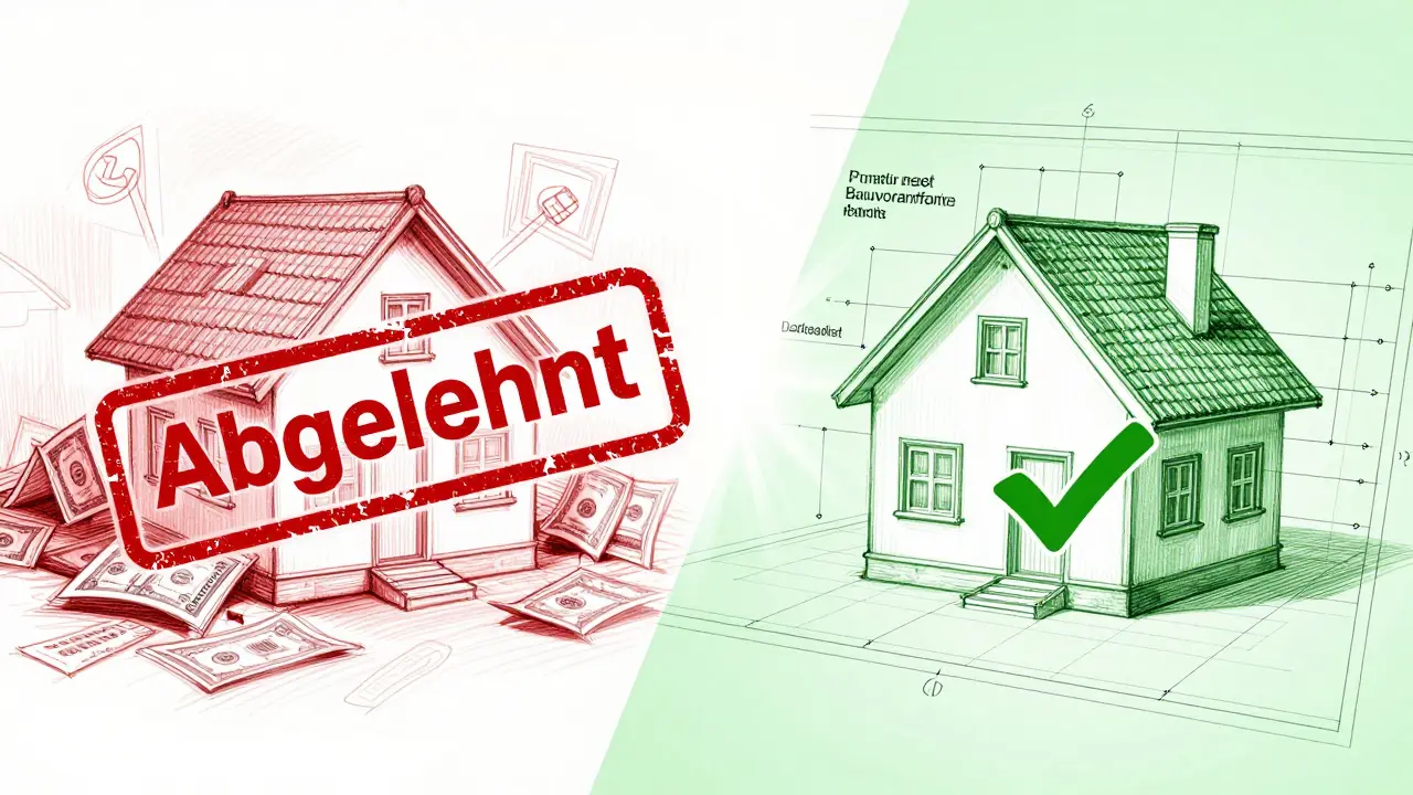 Kontrast zwischen abgelehntem Entwurf und sicherer Planung