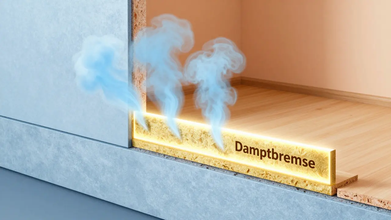 Schematische Darstellung der Dampfbremse zur Vermeidung von Kondensation