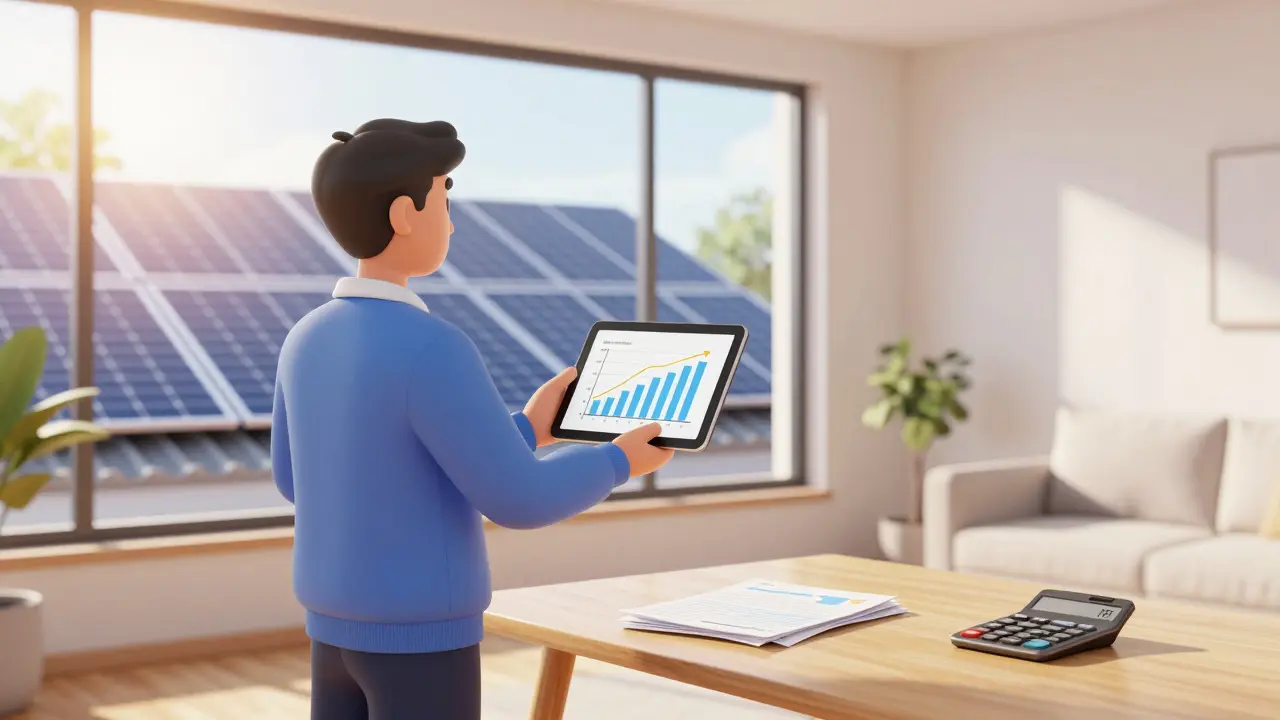 Heimwerker plant Solaranlage und Energieeinsparungen