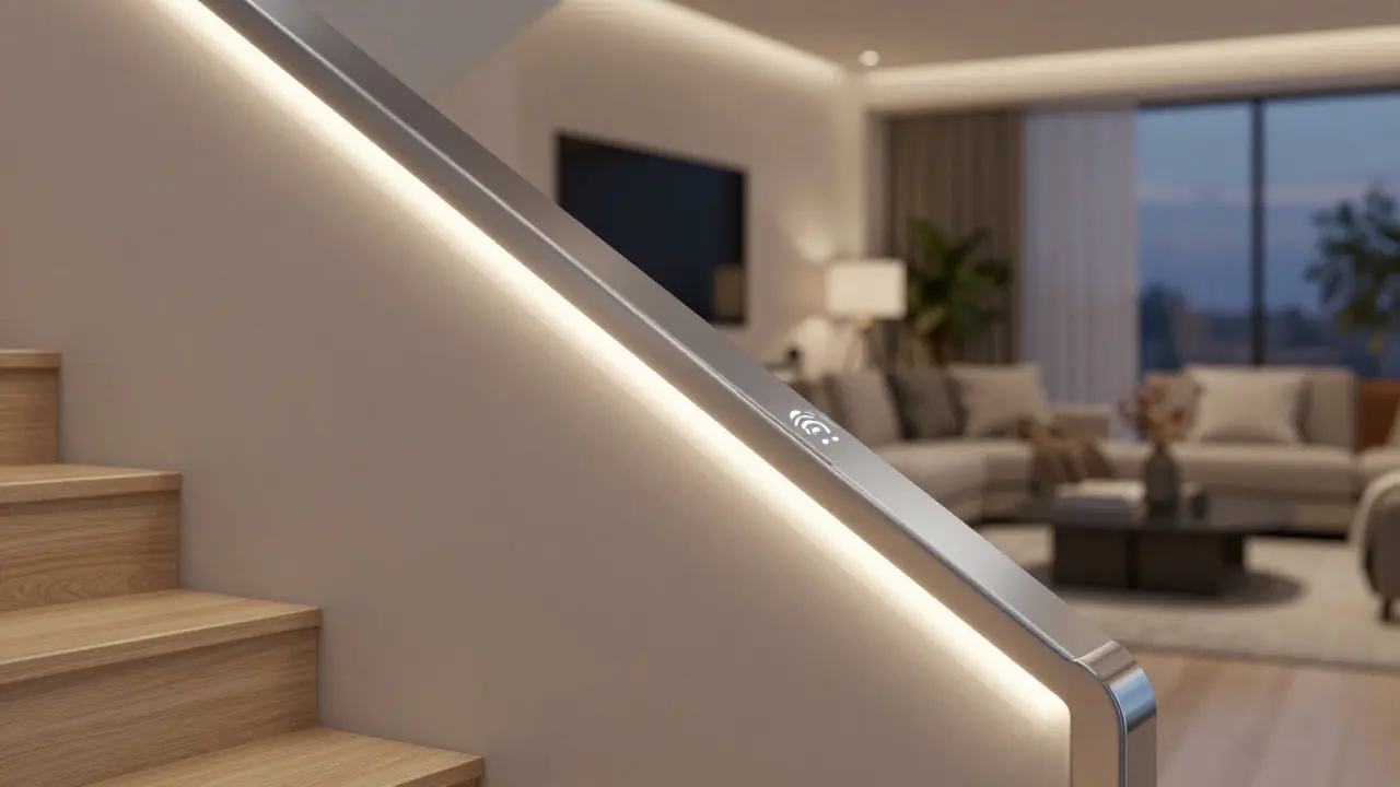 Moderner intelligenter Handlauf mit integrierter LED-Beleuchtung
