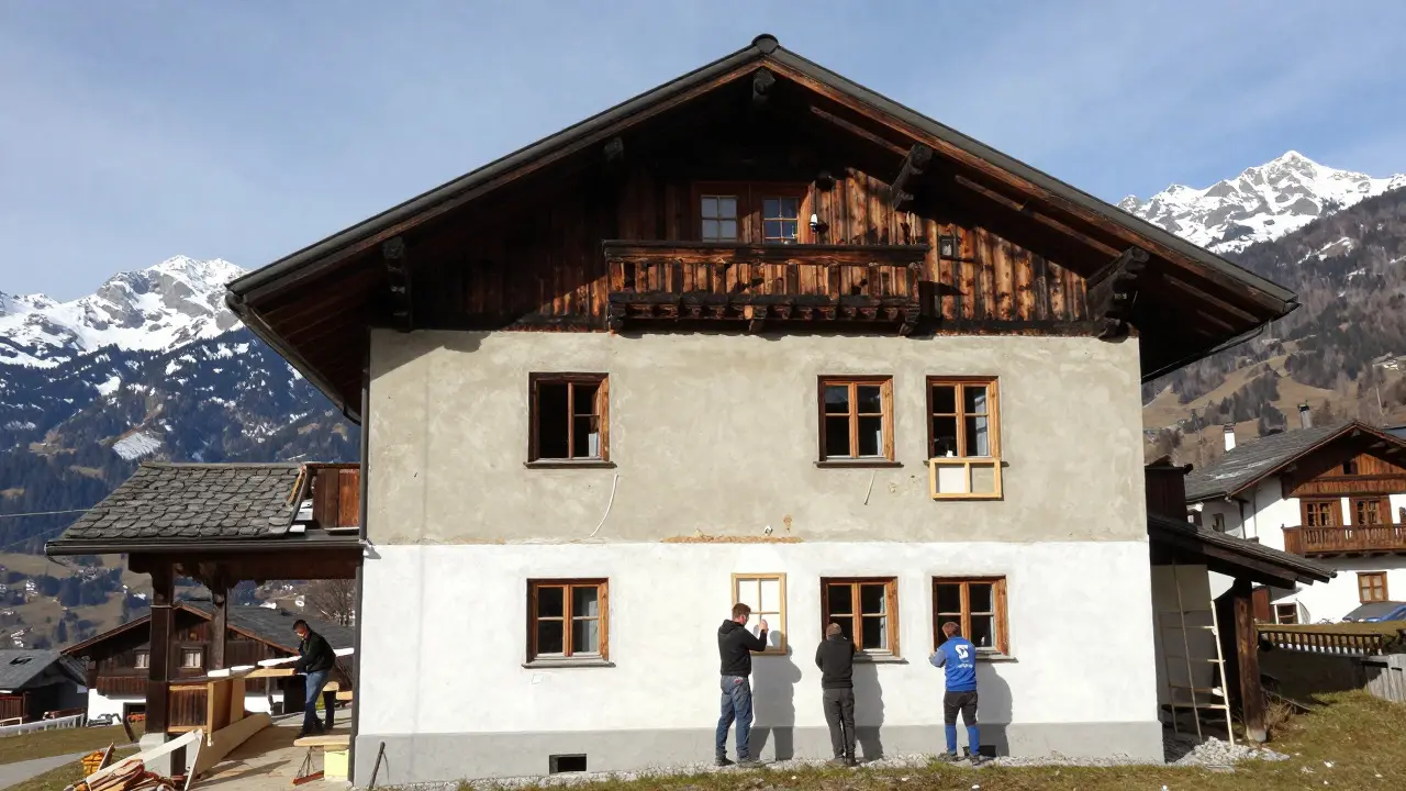 Nachhaltige Sanierung eines Altbaus in alpinem Ambiente mit Lehmputz