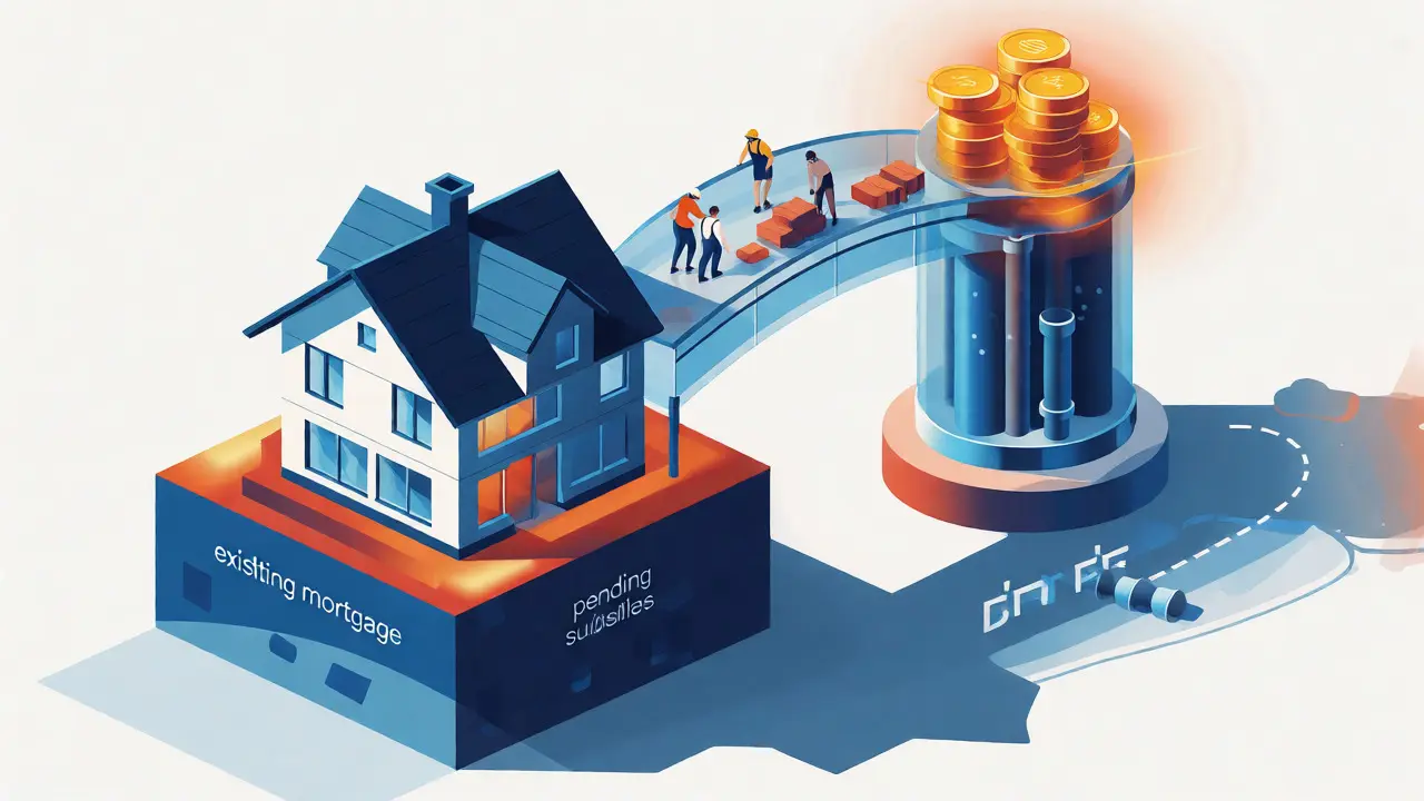 Konzeptionelle Illustration einer finanziellen Brücke für Renovierungskosten