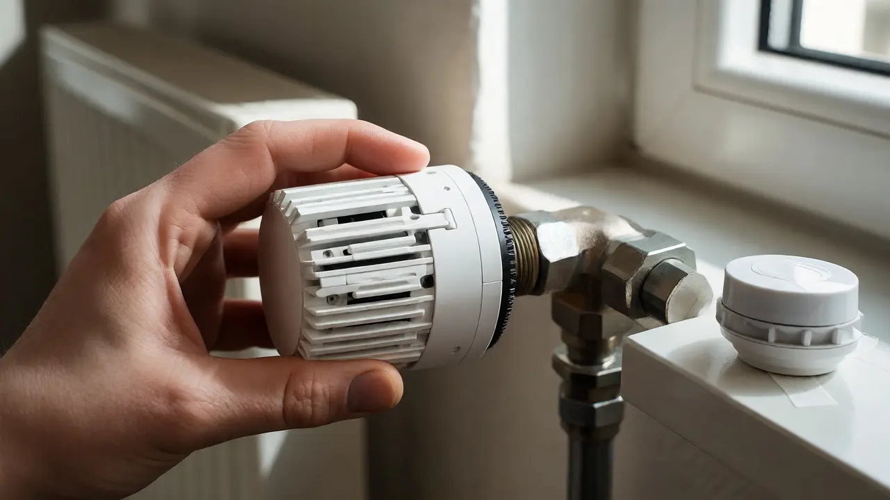 Smartes Thermostat wird auf Heizkörperventil geschraubt