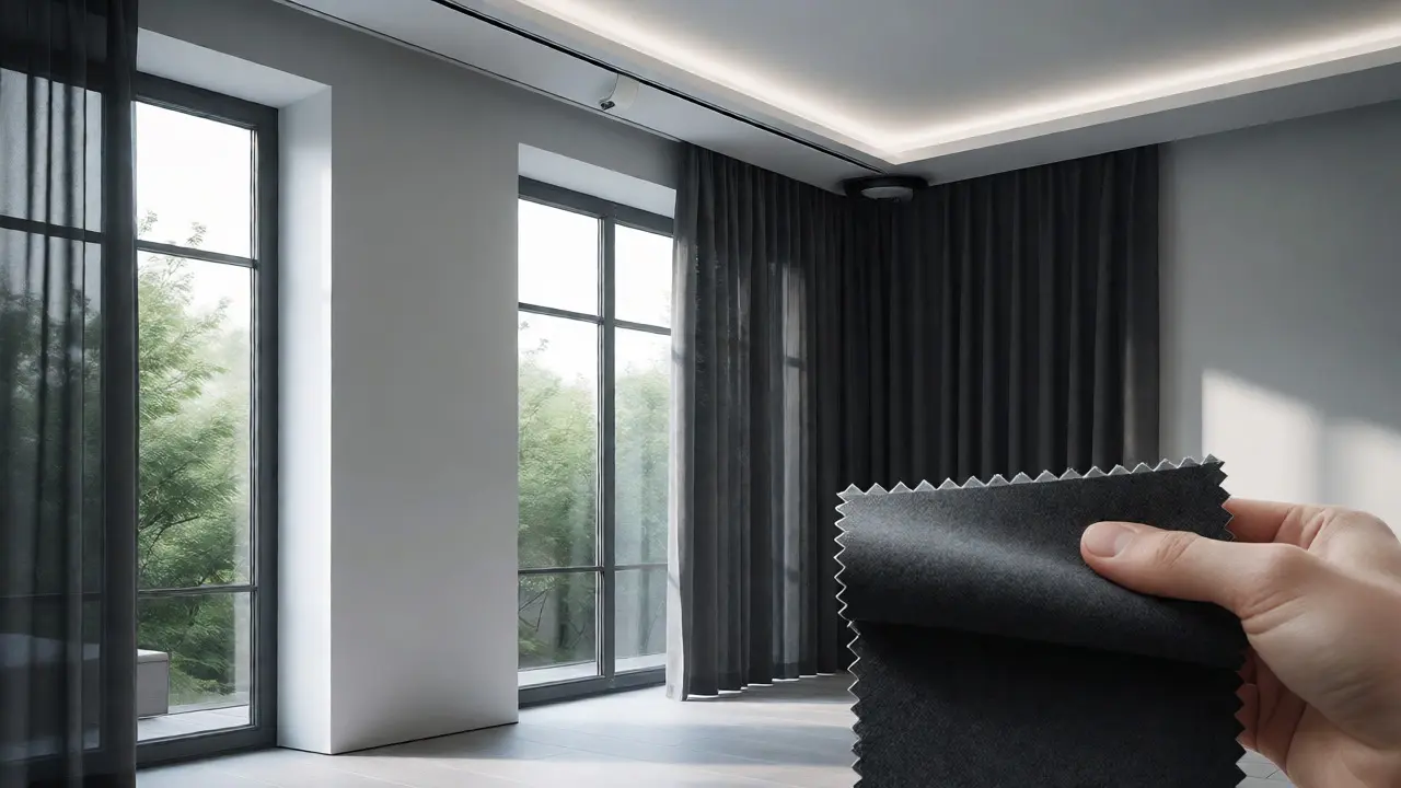 Smarte anthrazitfarbene Vorhänge an hohen Altbau-Fenstern